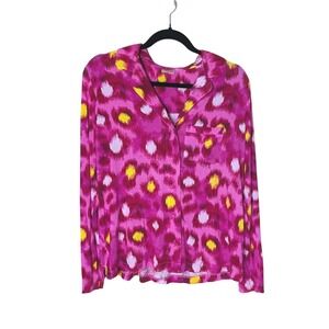 Soma Hot Pink Multicolor Abstract Print Button Top Size‎ M